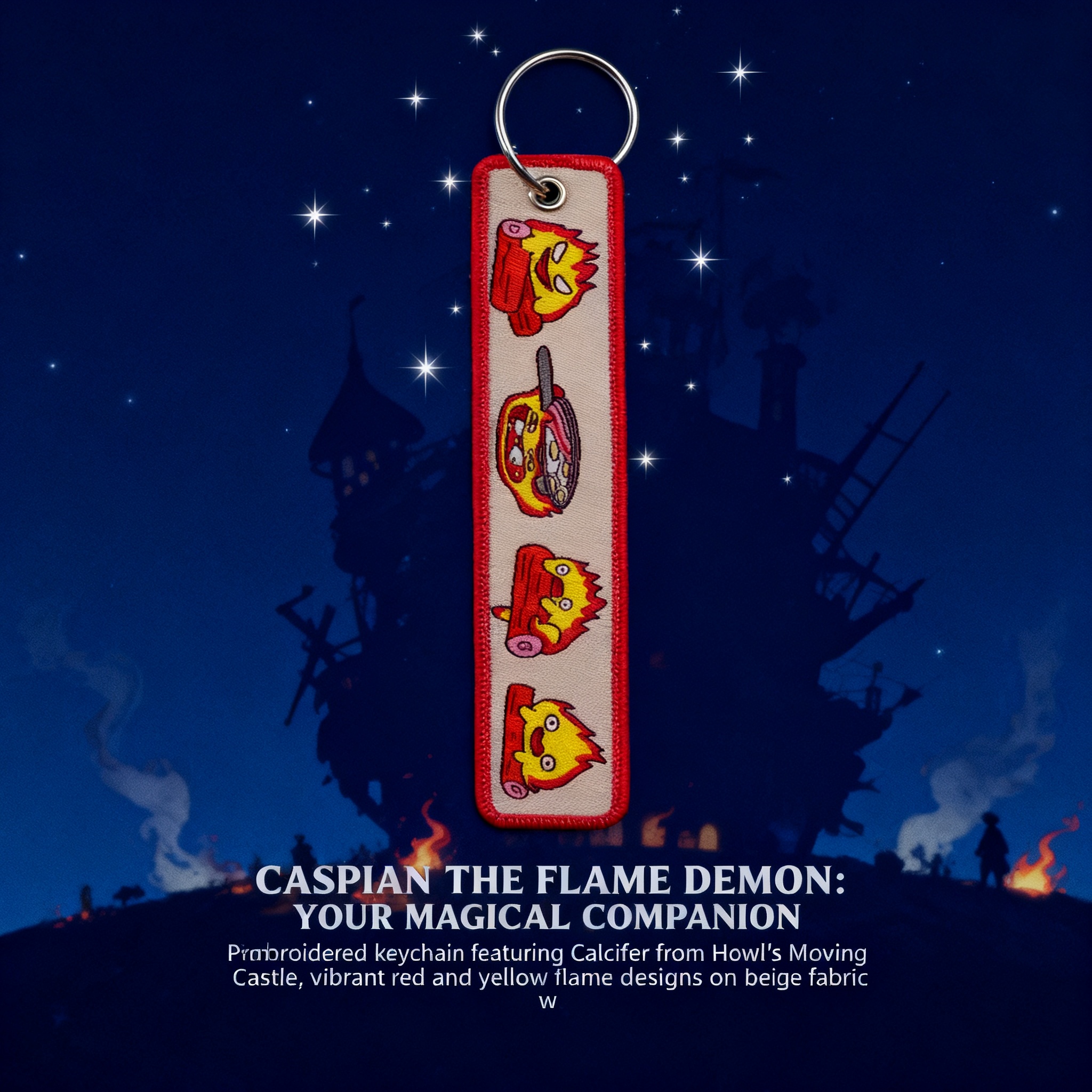 Car Accessories In Japan - Anime Fire Embroidery Key Fobs Cute