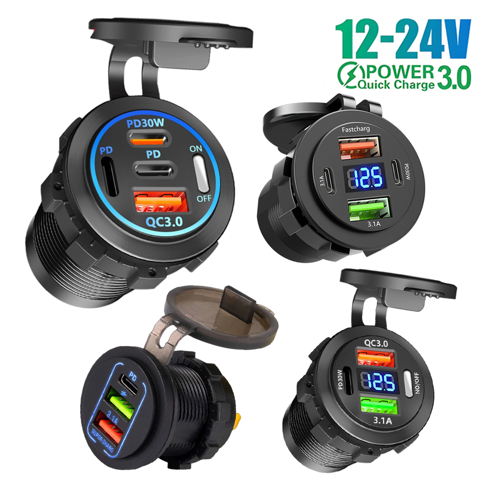 12V QC3.0 USB-C Outlet Socket  - Car Accessories Qc 리뷰 및 가격