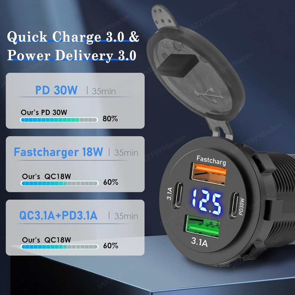 12V QC3.0 USB-C Outlet Socket  - Car Accessories Qc 리뷰 및 가격