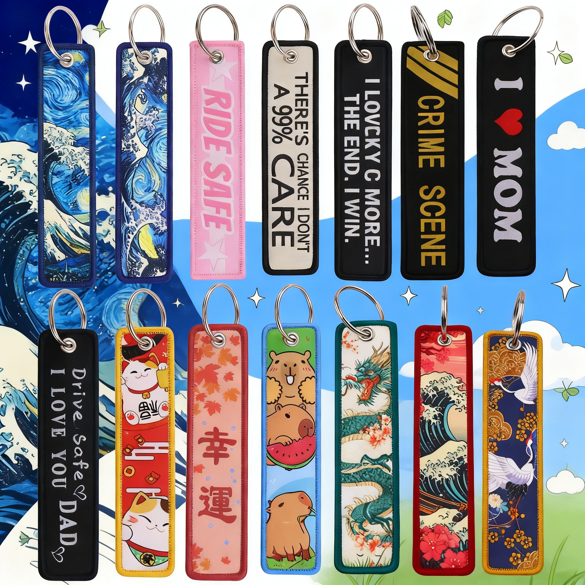Van Gogh Embroidery Key Fobs K - Car Accessories In Japan 리뷰 및 가격